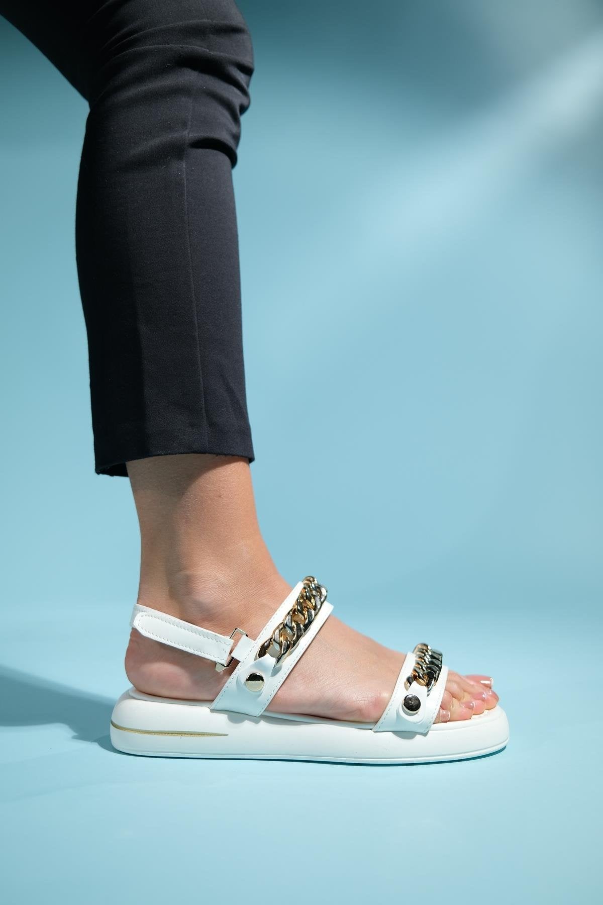 Loket - White Chain-Detail Sandal (Women)