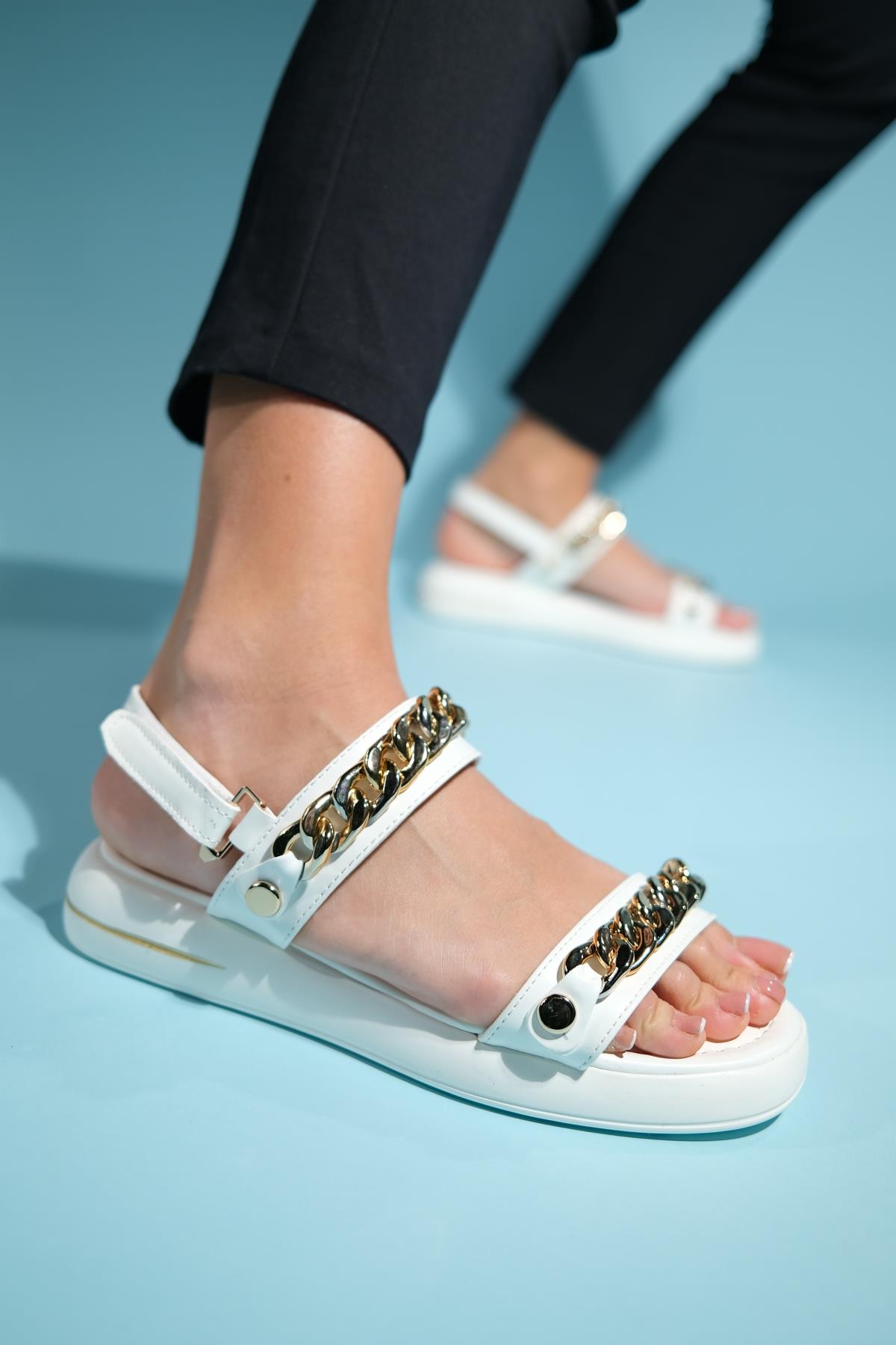 Loket - White Chain-Detail Sandal (Women)
