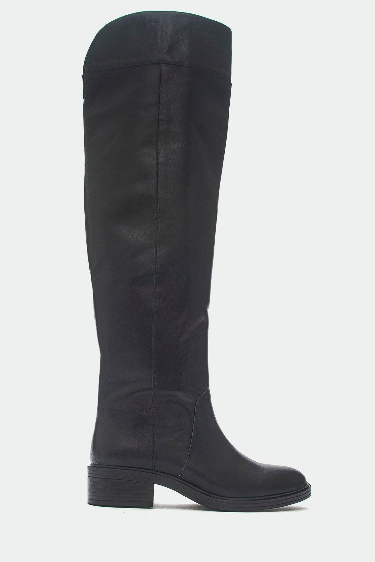 Petya - Black Genuine Leather Over-The-Knee Boot (Women)