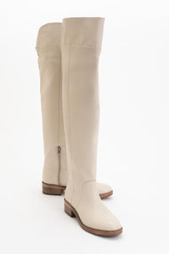Petya - Cream Genuine Leather Over-The-Knee Boot (Women)