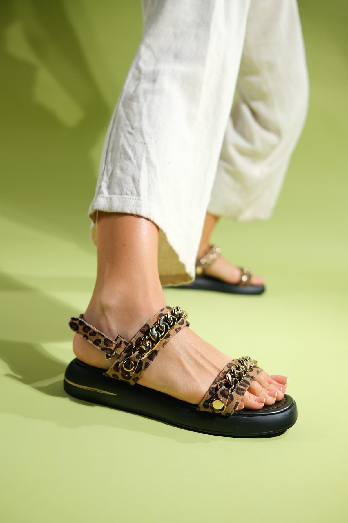 Loket - Black/Yellow Chain-Detail Sandal (Women)