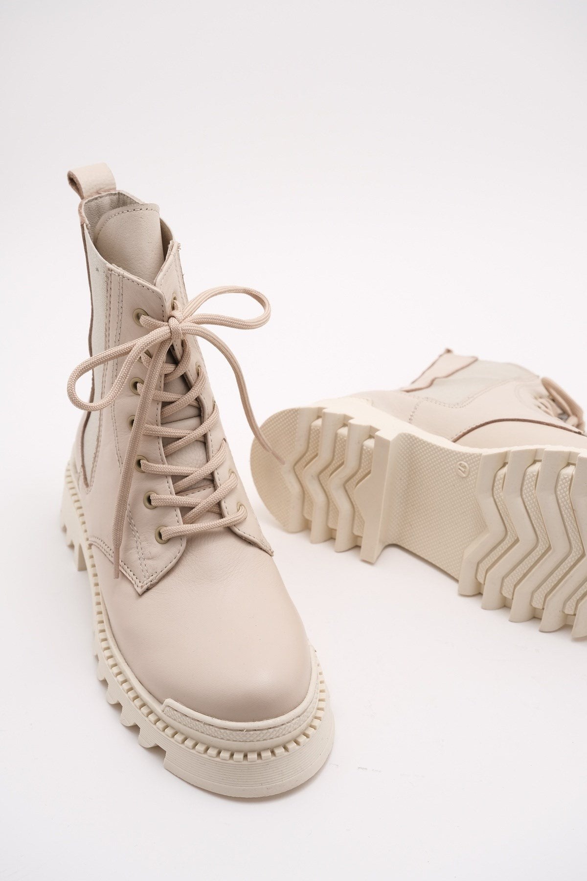 Keti - Beige Genuine Leather Boot (Women)