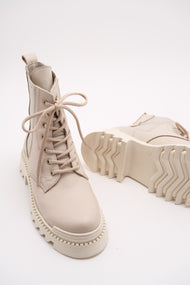 Keti - Beige Genuine Leather Boot (Women)