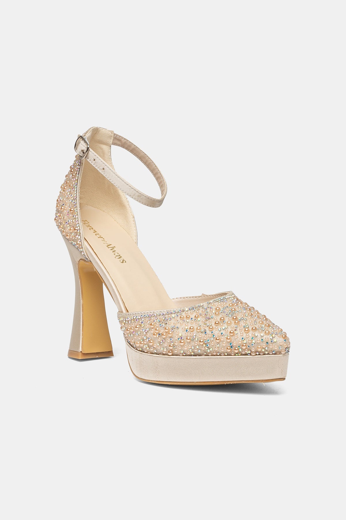 Khloe Gold Embellished Bridal Platform Heels