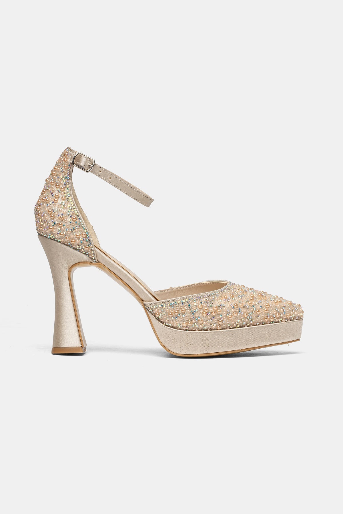 Khloe Gold Embellished Bridal Platform Heels