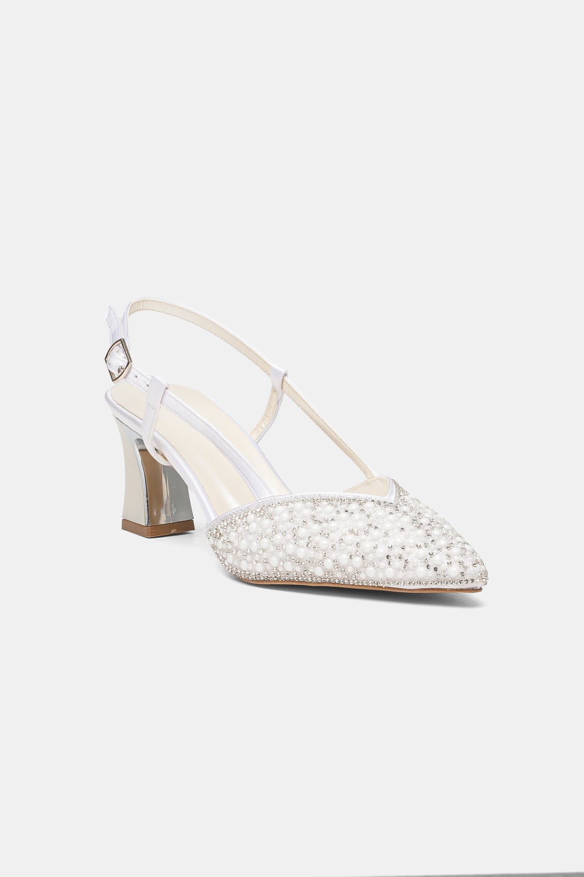 Kristen Pearl-embellished Bridal Block Heels