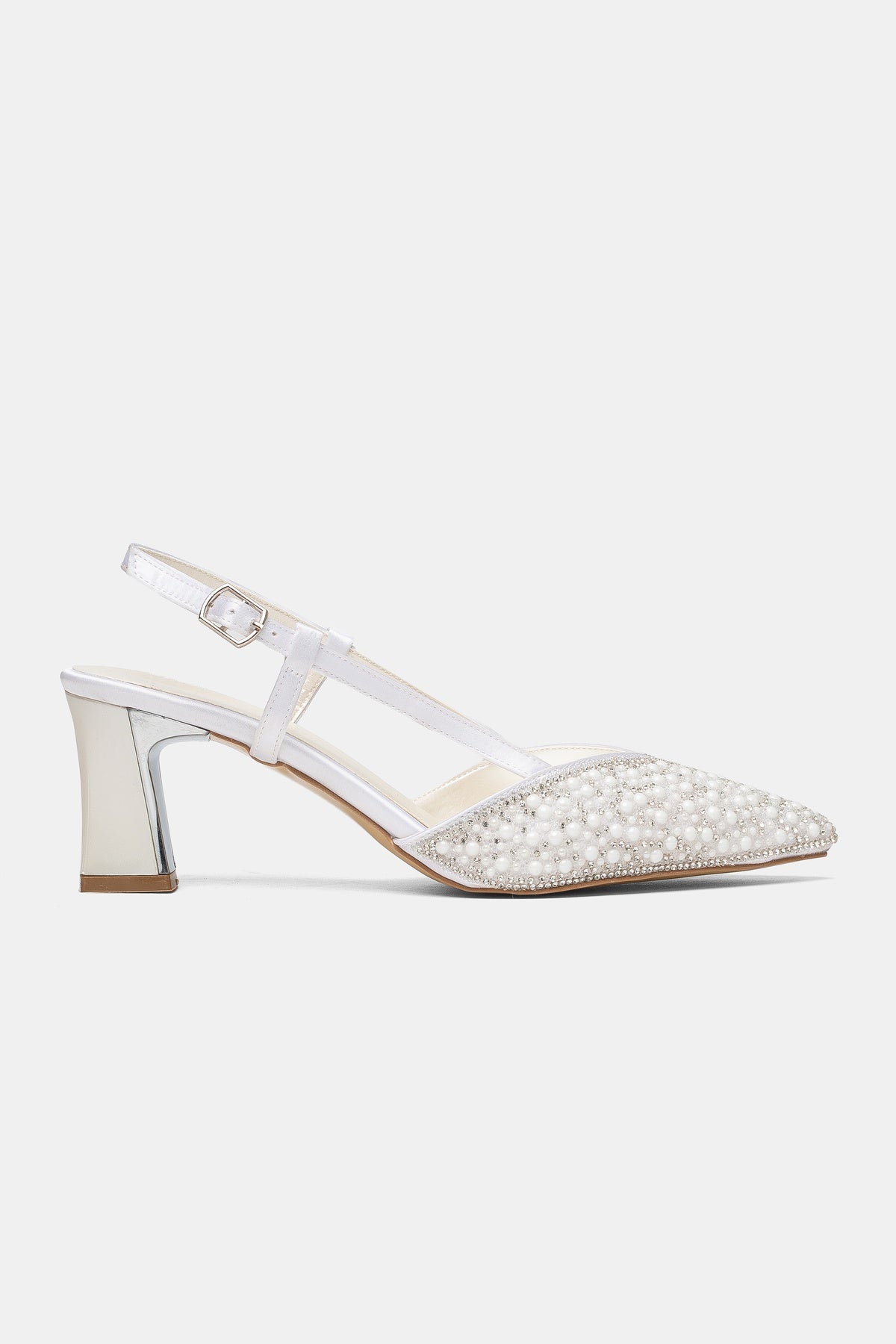Kristen Pearl-embellished Bridal Block Heels