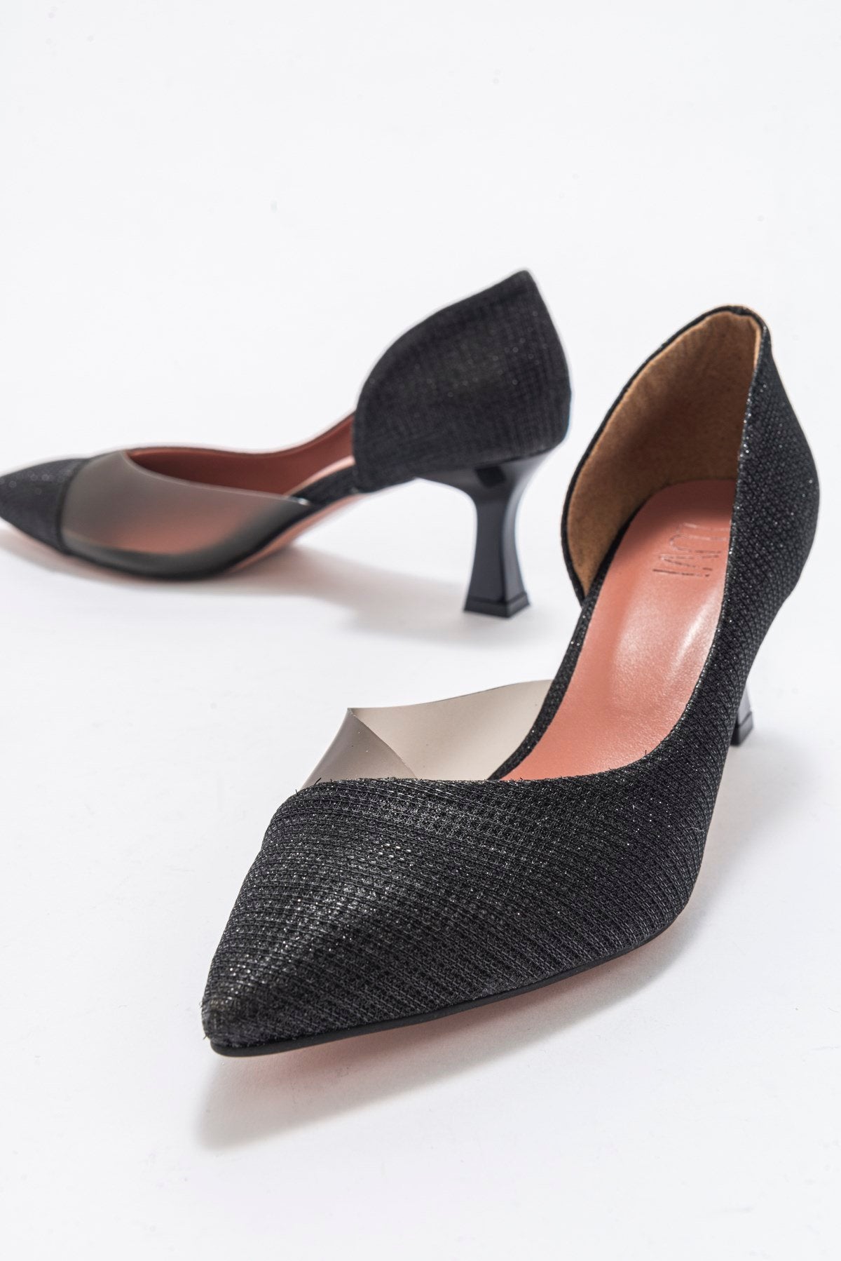 Vera Black Glitter Pointed Toe Pump (Women)