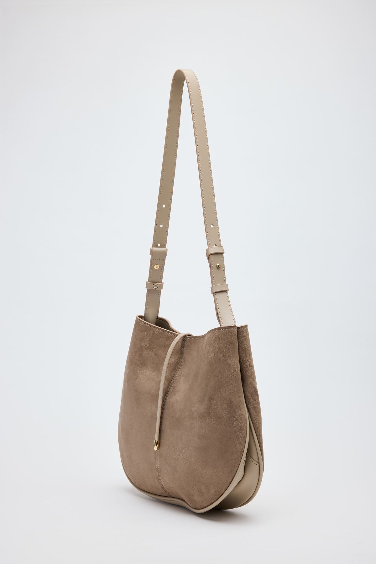 Mia Beige Suede Shoulder Bag