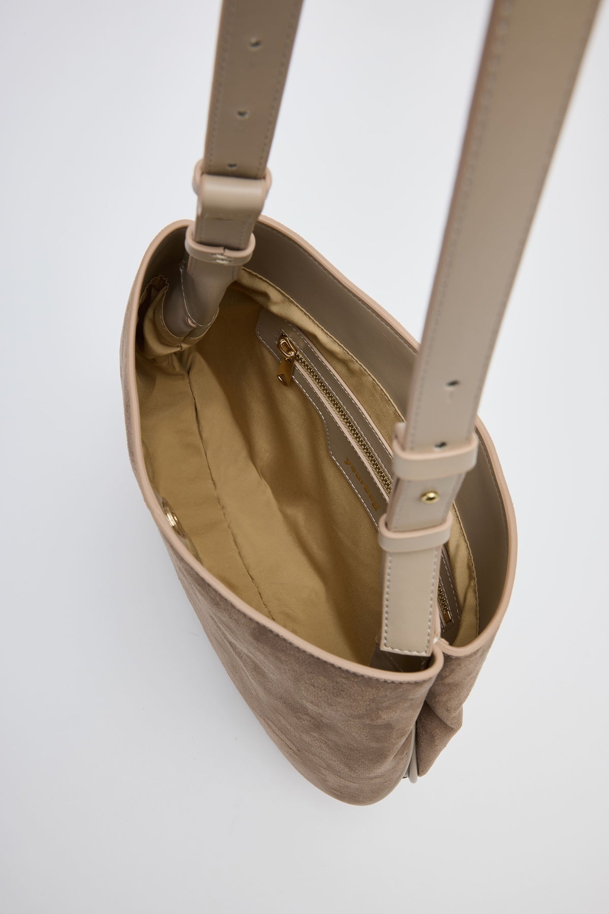 Mia Beige Suede Shoulder Bag