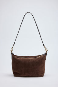 Monera Brown Suede Shoulder Bag
