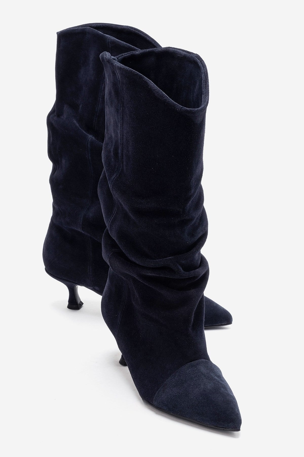Petty - Navy Genuine Suede Leather Gusseted Boot (Women)