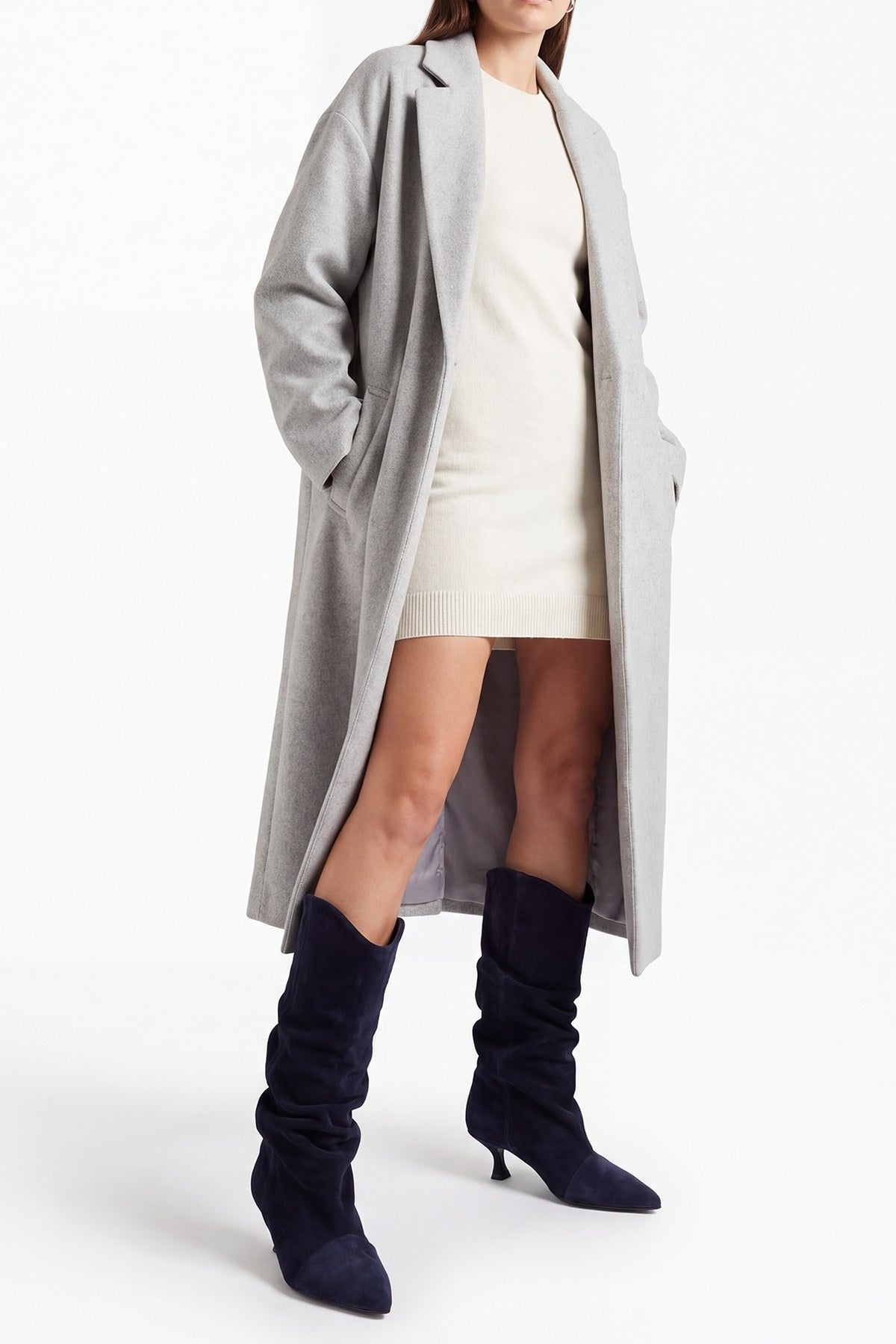 Petty - Navy Genuine Suede Leather Gusseted Boot (Women)