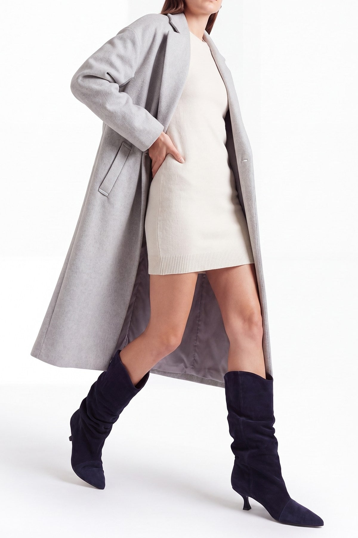 Petty - Navy Genuine Suede Leather Gusseted Boot (Women)