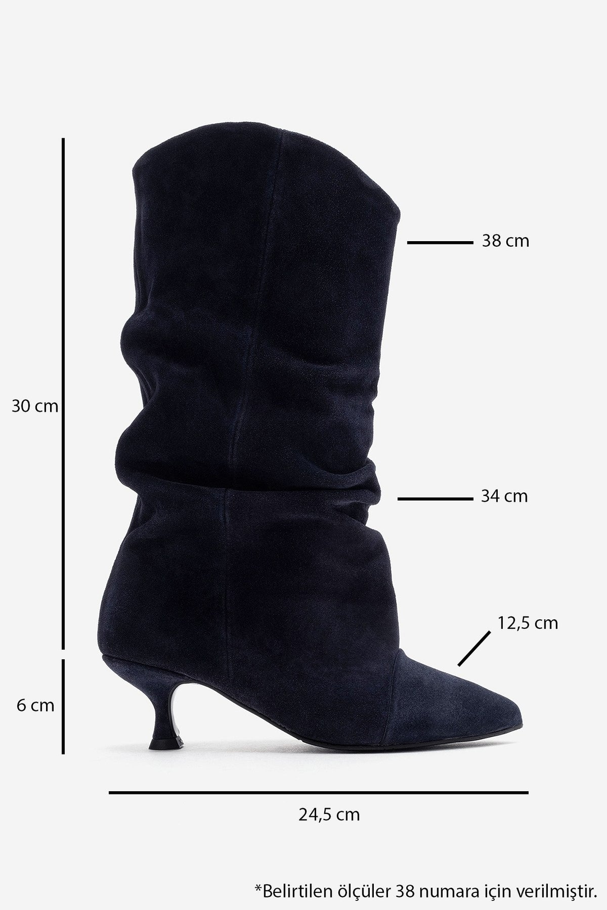 Petty - Navy Genuine Suede Leather Gusseted Boot (Women)
