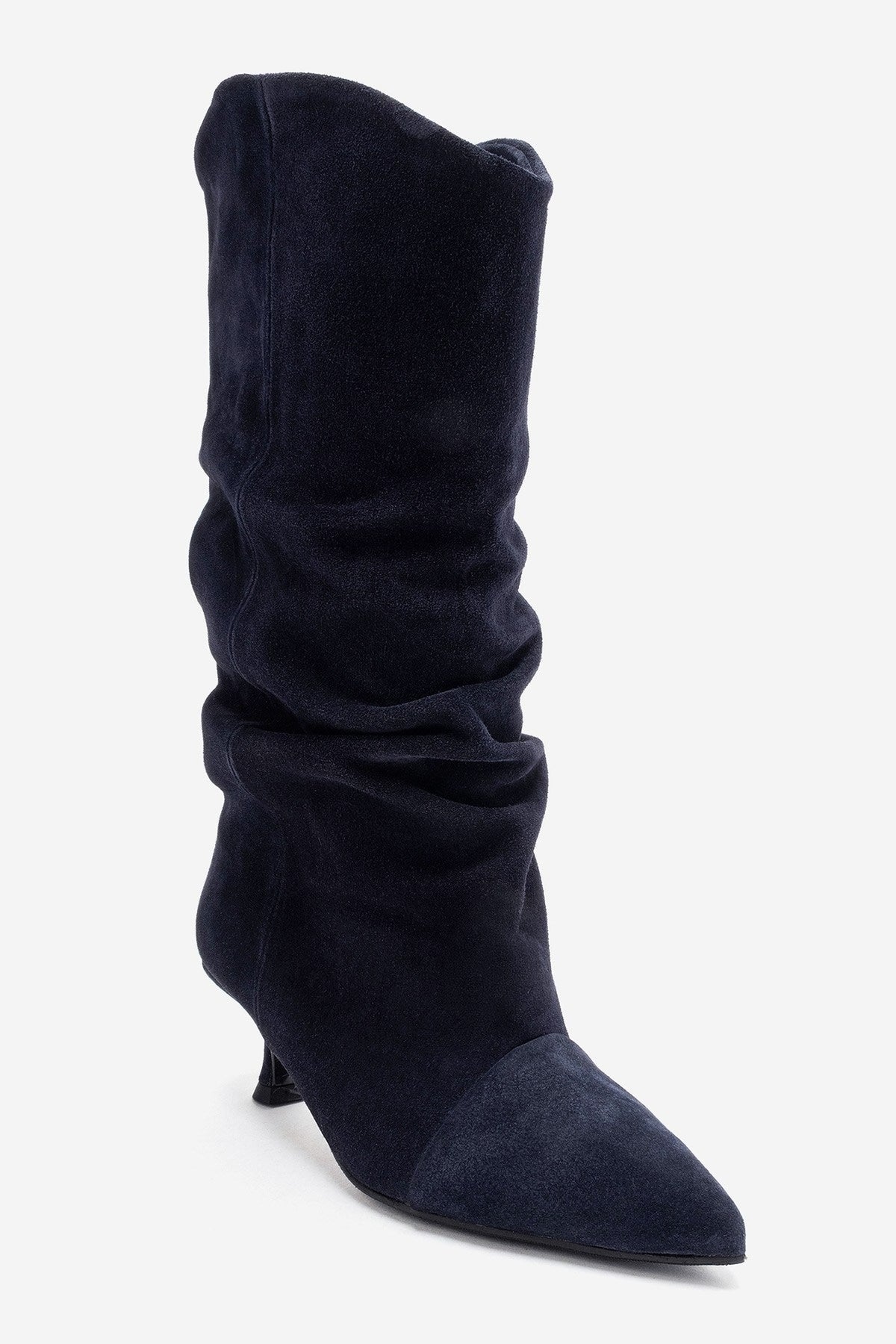 Petty - Navy Genuine Suede Leather Gusseted Boot (Women)
