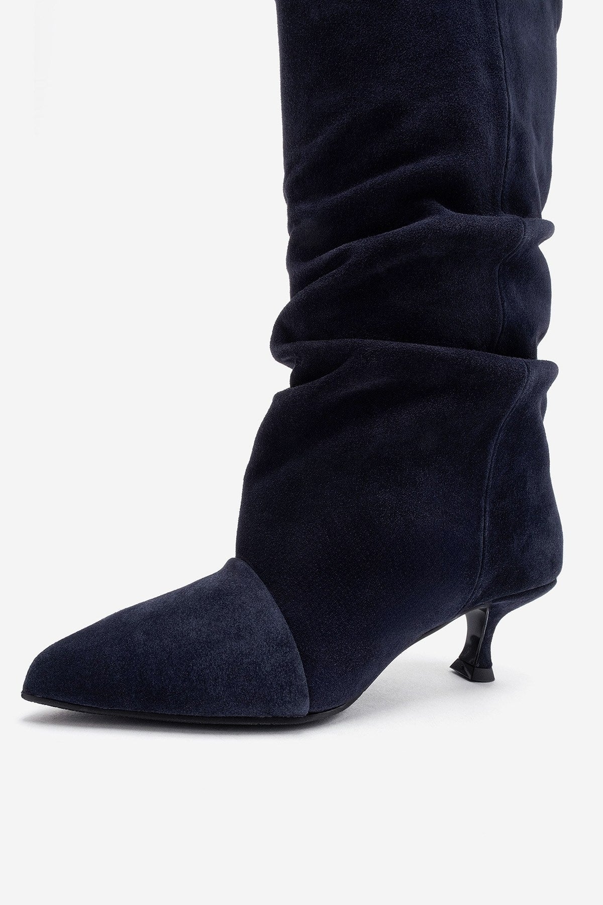 Petty - Navy Genuine Suede Leather Gusseted Boot (Women)