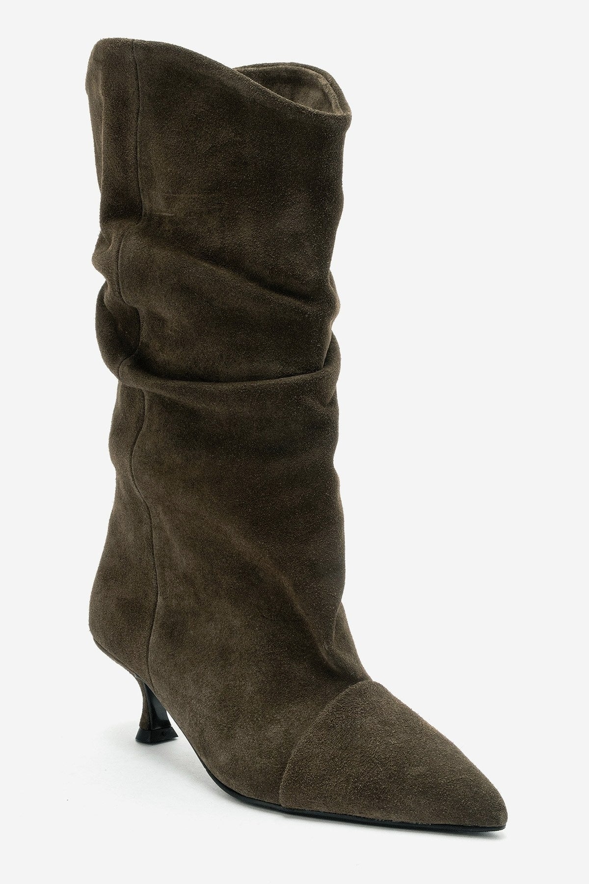 Petty - Olive Genuine Suede Leather Gusseted Boot (Women)