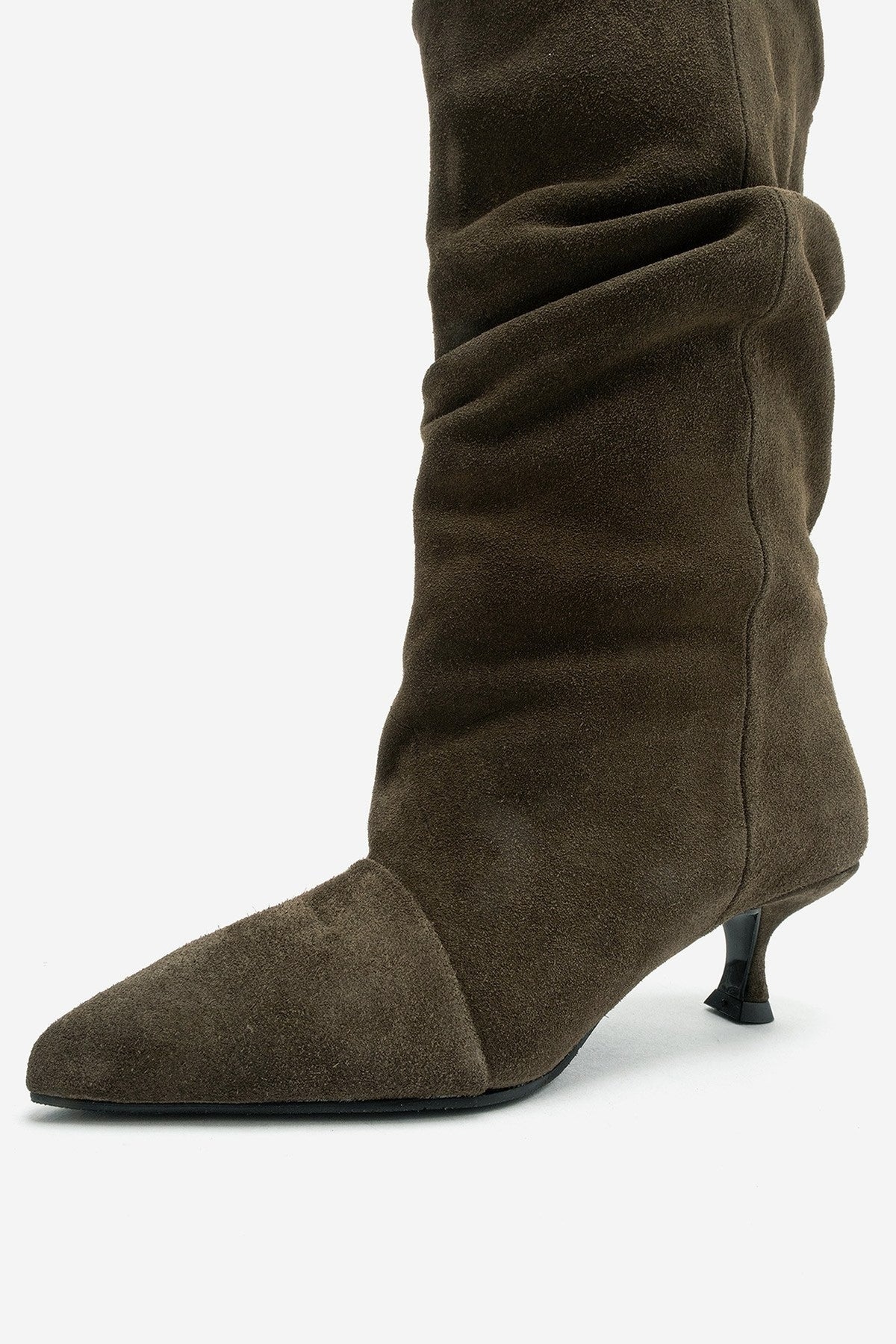 Petty - Olive Genuine Suede Leather Gusseted Boot (Women)