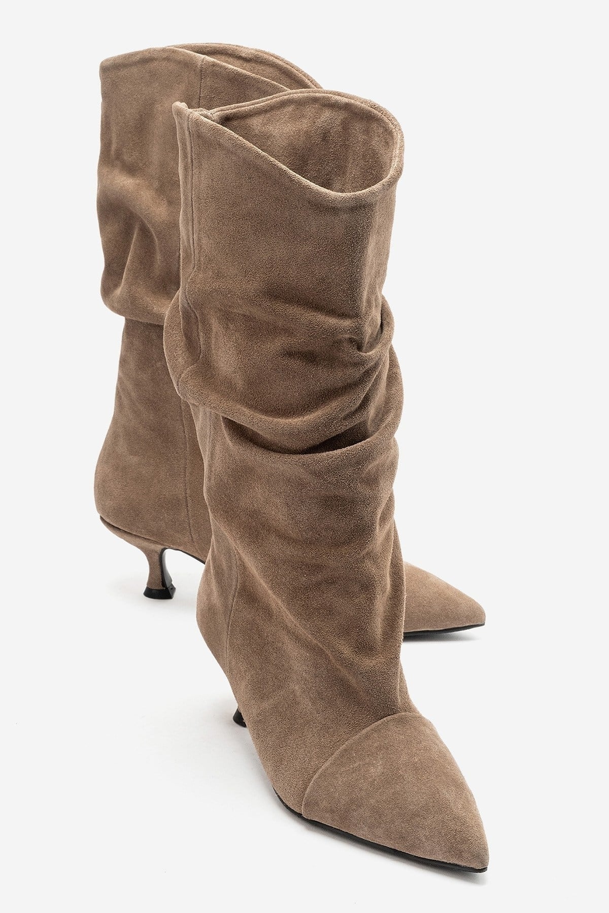 Petty - Taupe Genuine Suede Leather Gusseted Boot (Women)
