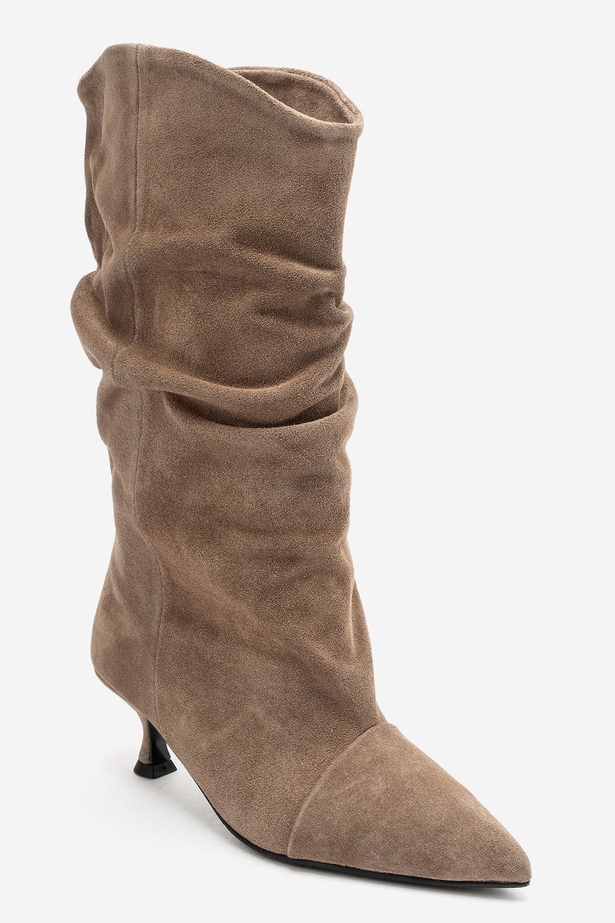 Petty - Taupe Genuine Suede Leather Gusseted Boot (Women)