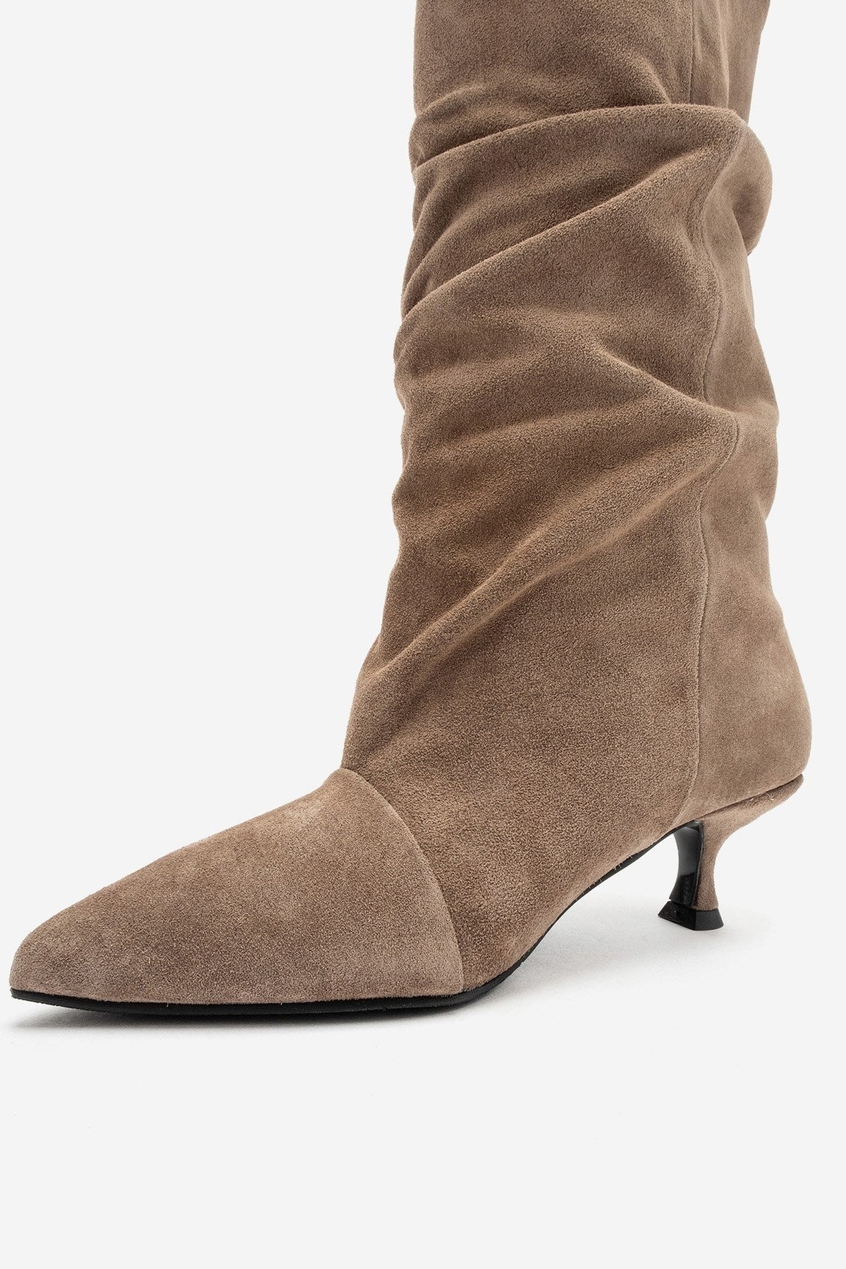 Petty - Taupe Genuine Suede Leather Gusseted Boot (Women)