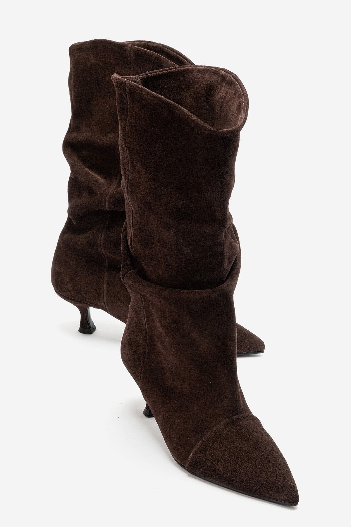 Petty - Brown Genuine Suede Leather Gusseted Boot (Women)