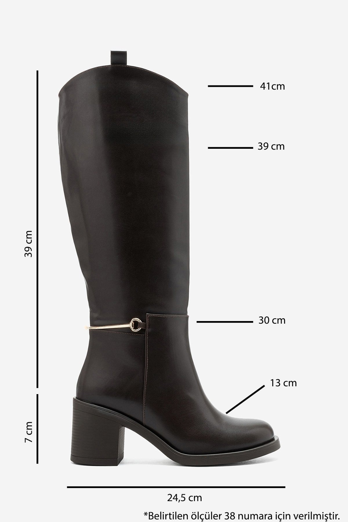 GENOA - Brown Buckled Block Heel Riding Boot (Women)