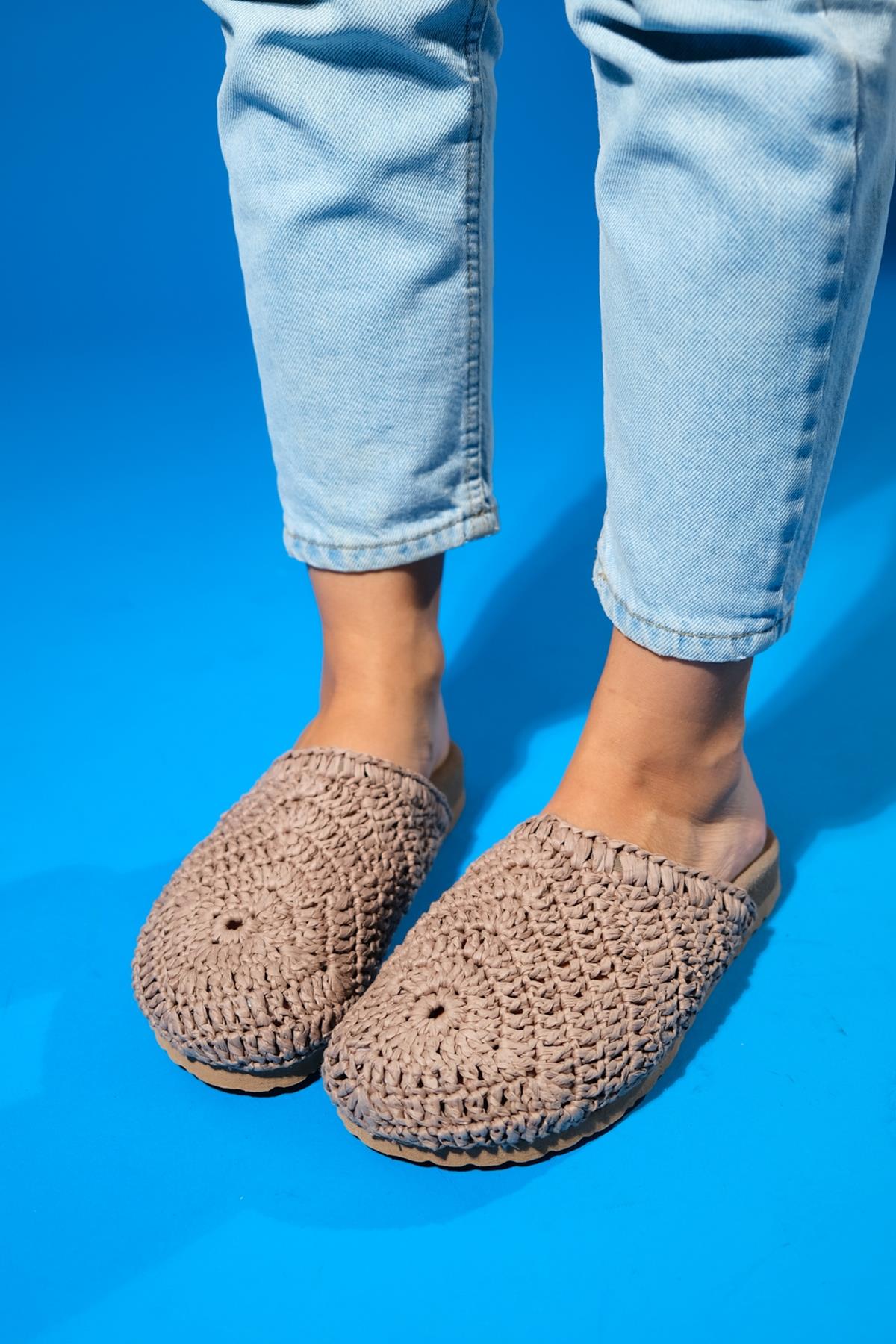 LOOP Brown Woven Slide Sandal (Women)