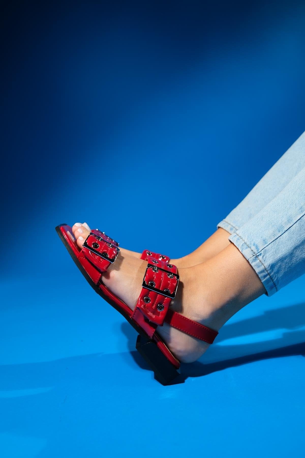Blob - Red Patent Silver Buckle Sandal (Women)