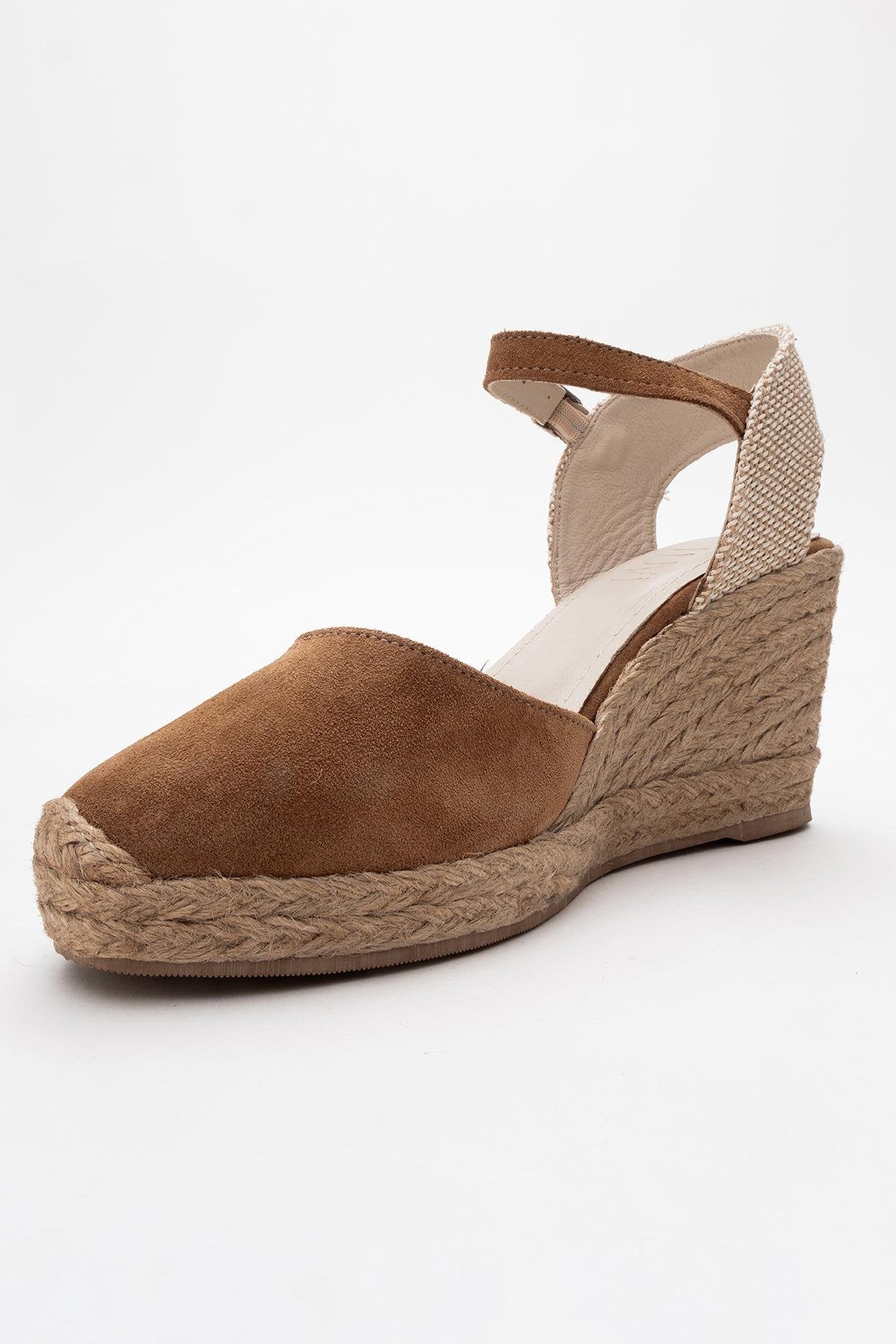 Sinta - Cognac Brown Suede Leather Platform Espadrille (Women)