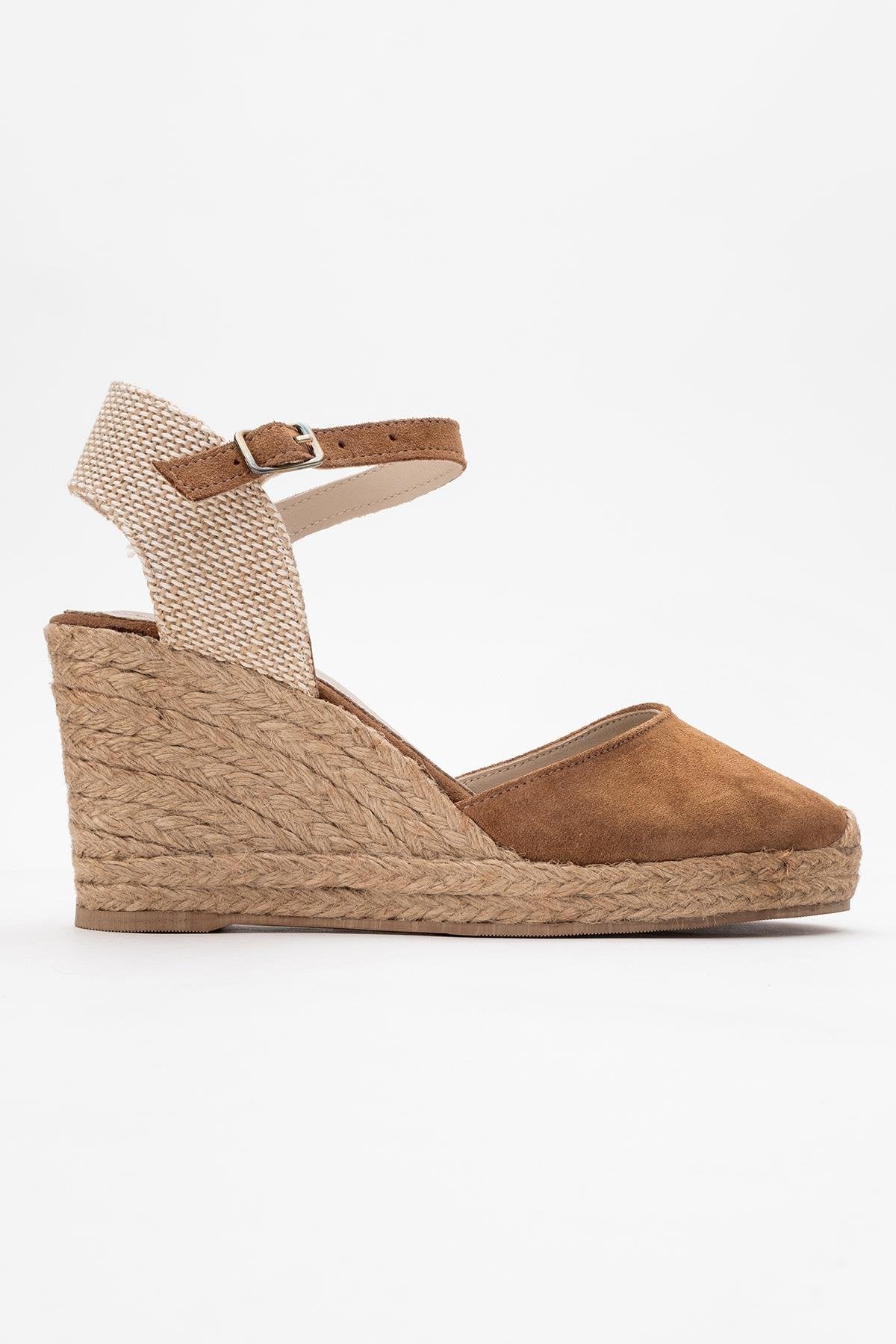 Sinta - Cognac Brown Suede Leather Platform Espadrille (Women)