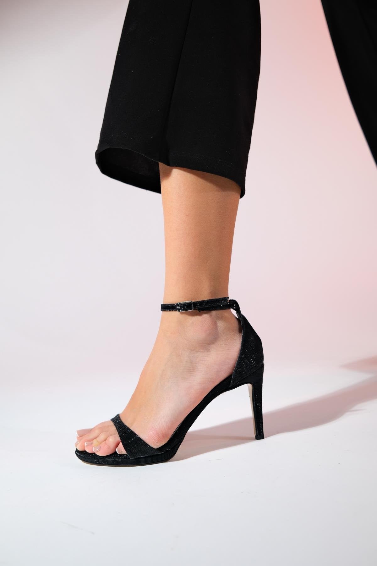 Bern - Black Striped Platform Heel Evening Shoe (Women)