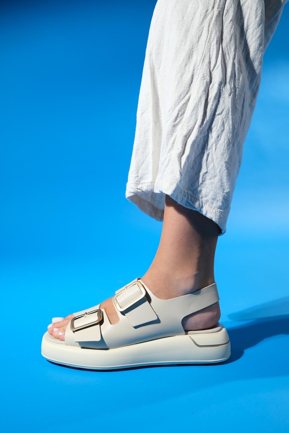 Furis - Beige Genuine Leather Sandal (Women)