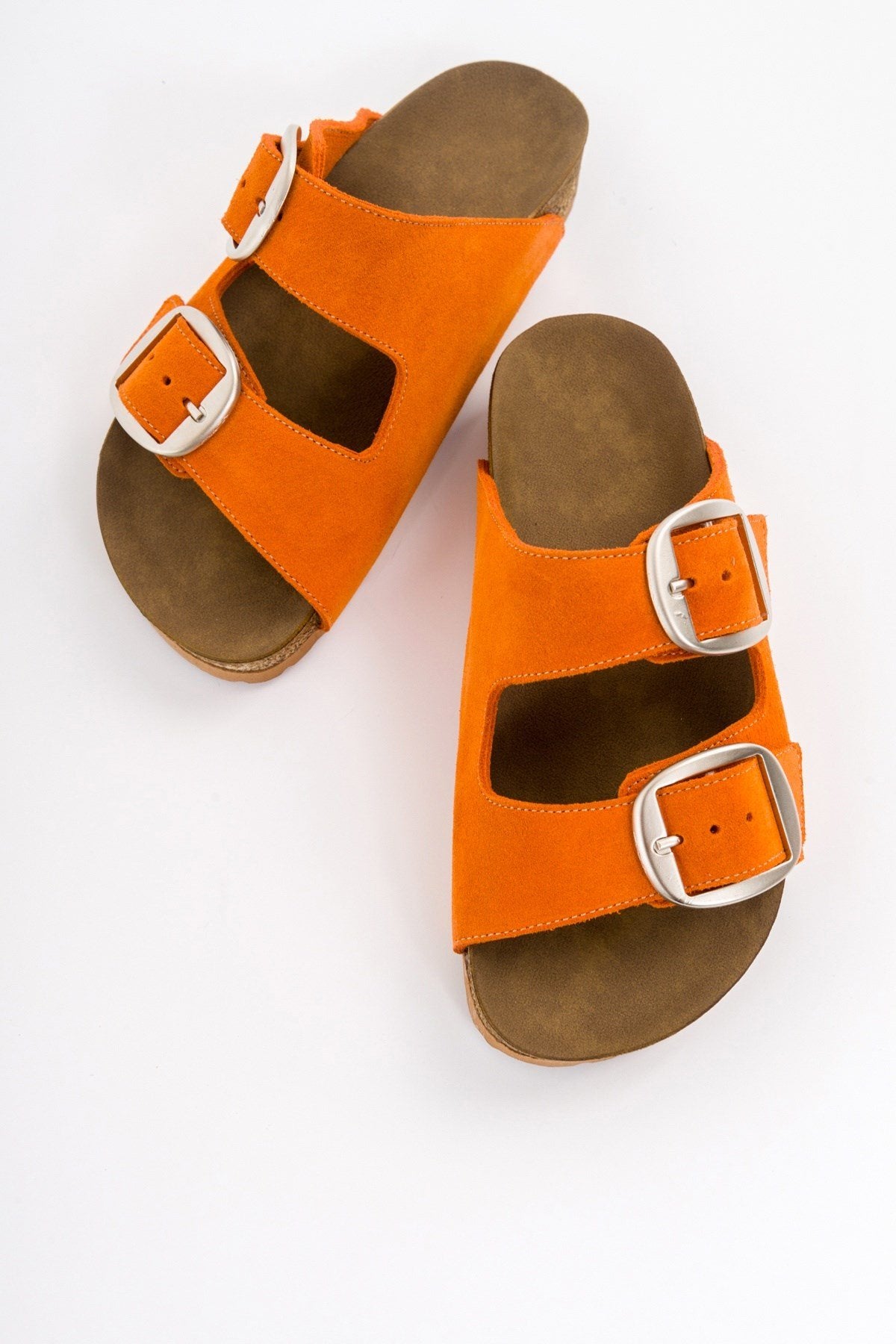 101 - Orange Suede Genuine Leather Slipper (Women)