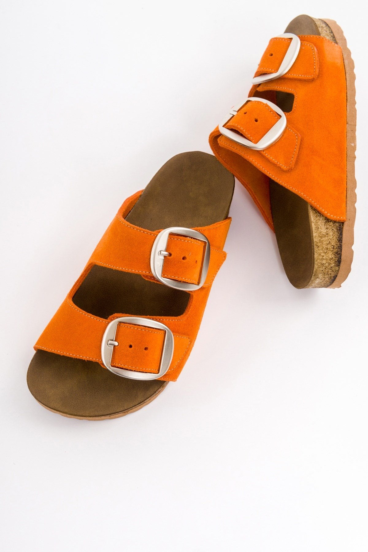 101 - Orange Suede Genuine Leather Slipper (Women)
