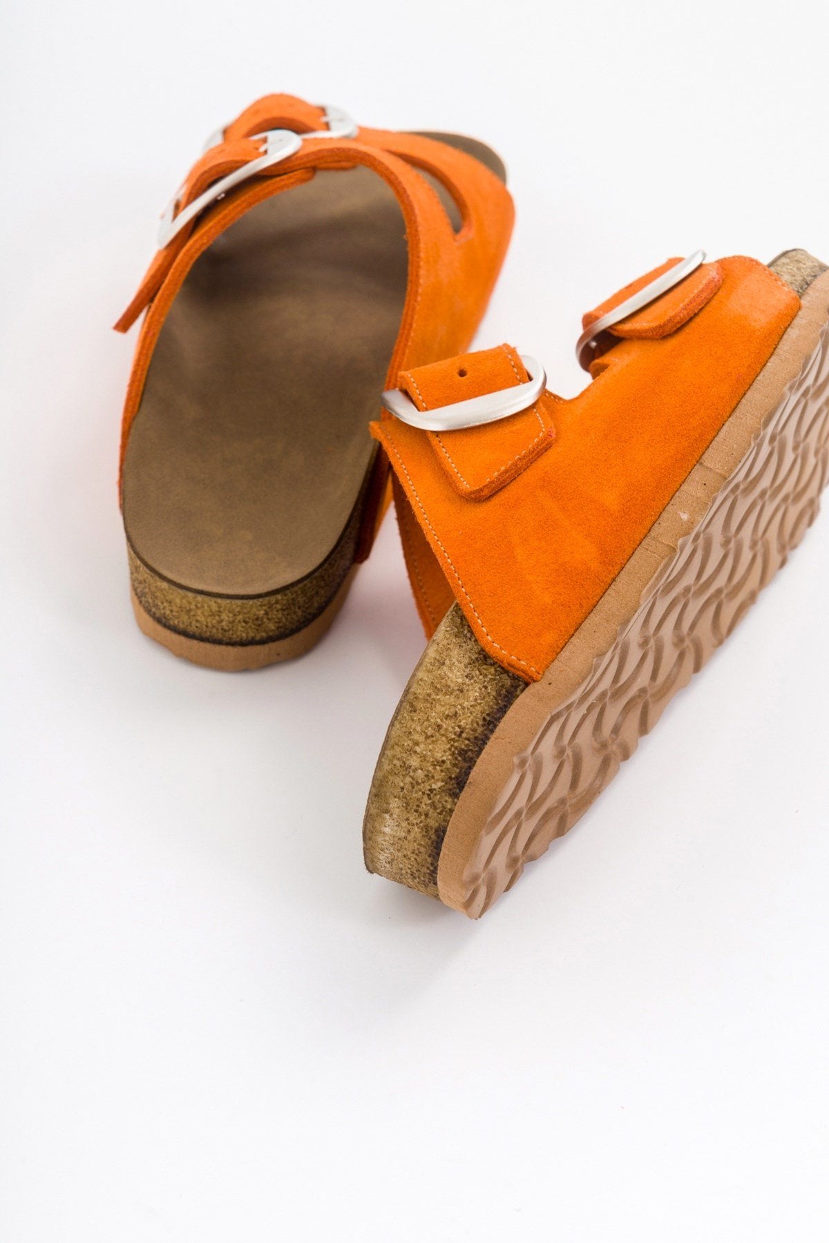 101 - Orange Suede Genuine Leather Slipper (Women)