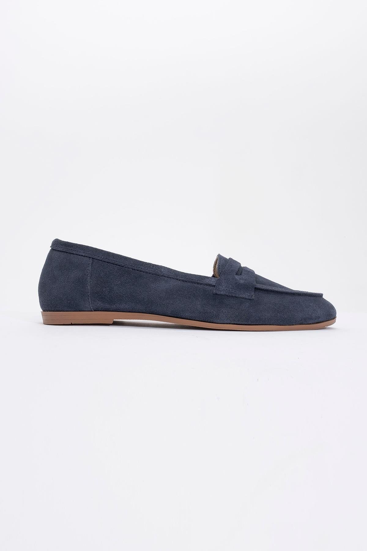 Dorothy - Navy Blue Suede Leather Loafers