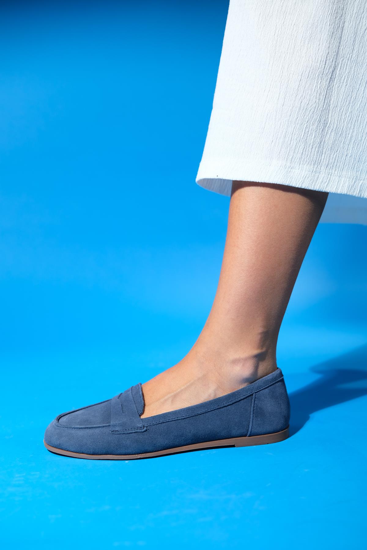 Dorothy - Navy Blue Suede Leather Loafers