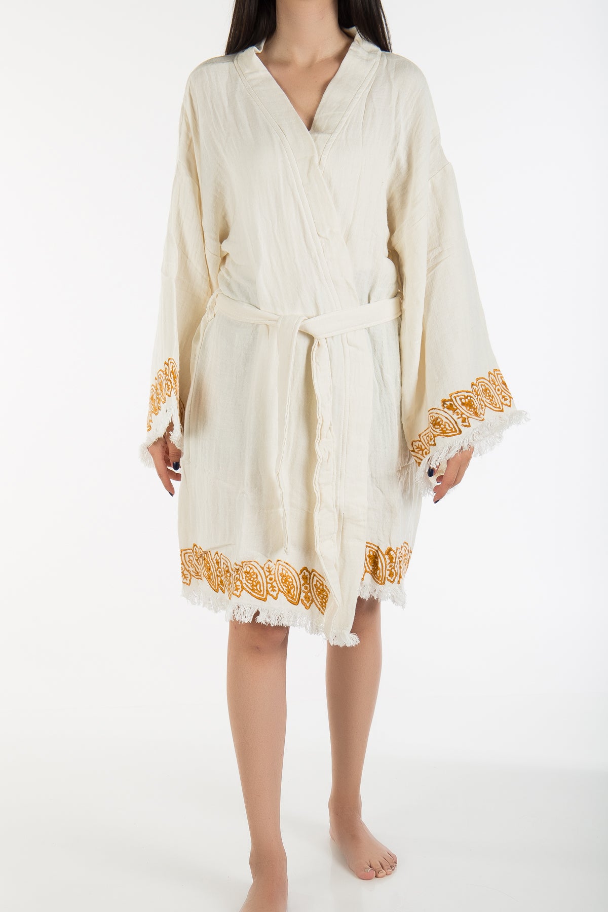 Cordelia - Beige Handmade Short Kimono