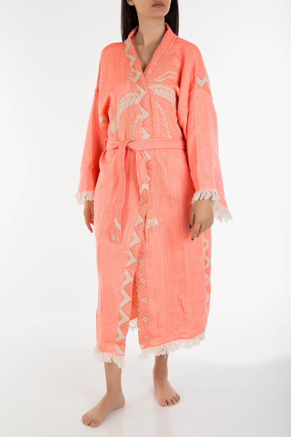 Aria - Coral Elephant Handmade Kimono