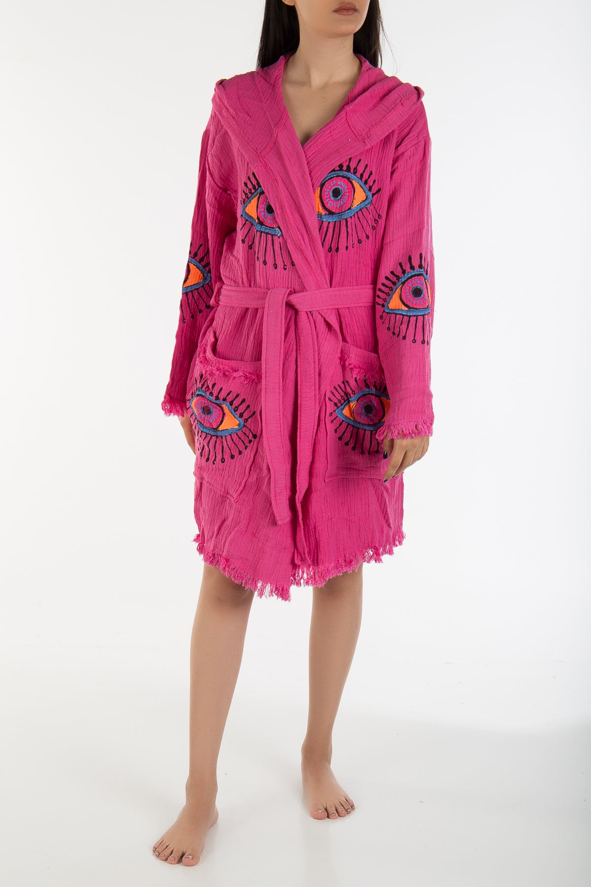 Kaia - Pink Handmade Hooded Kimono