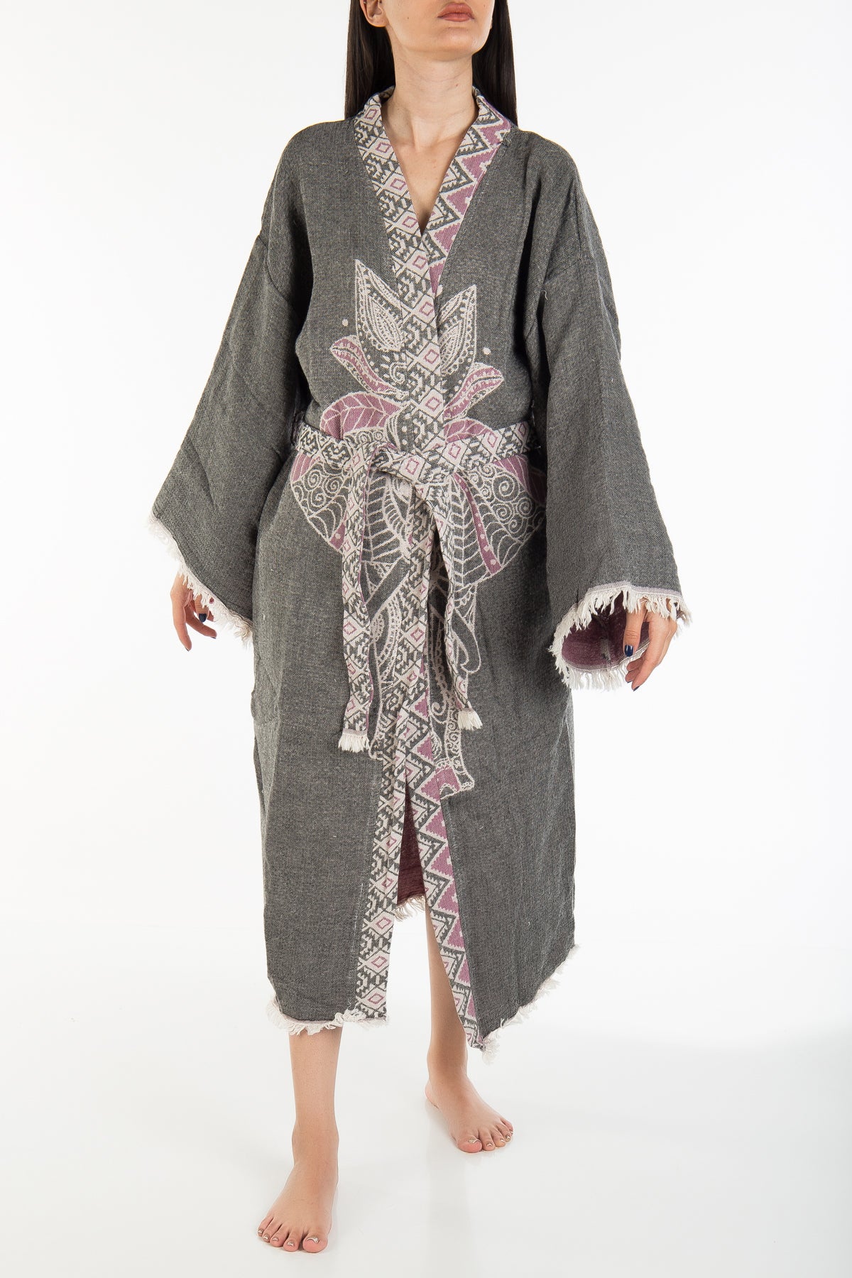 Aria - Gray Elephant Handmade Kimono