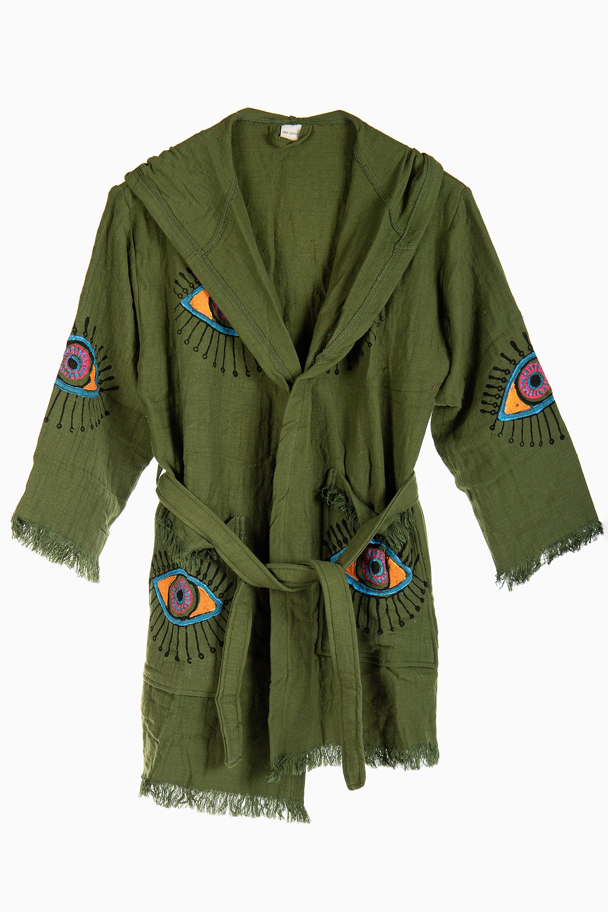 Kaia - Sage Green Handmade Hooded Kimono