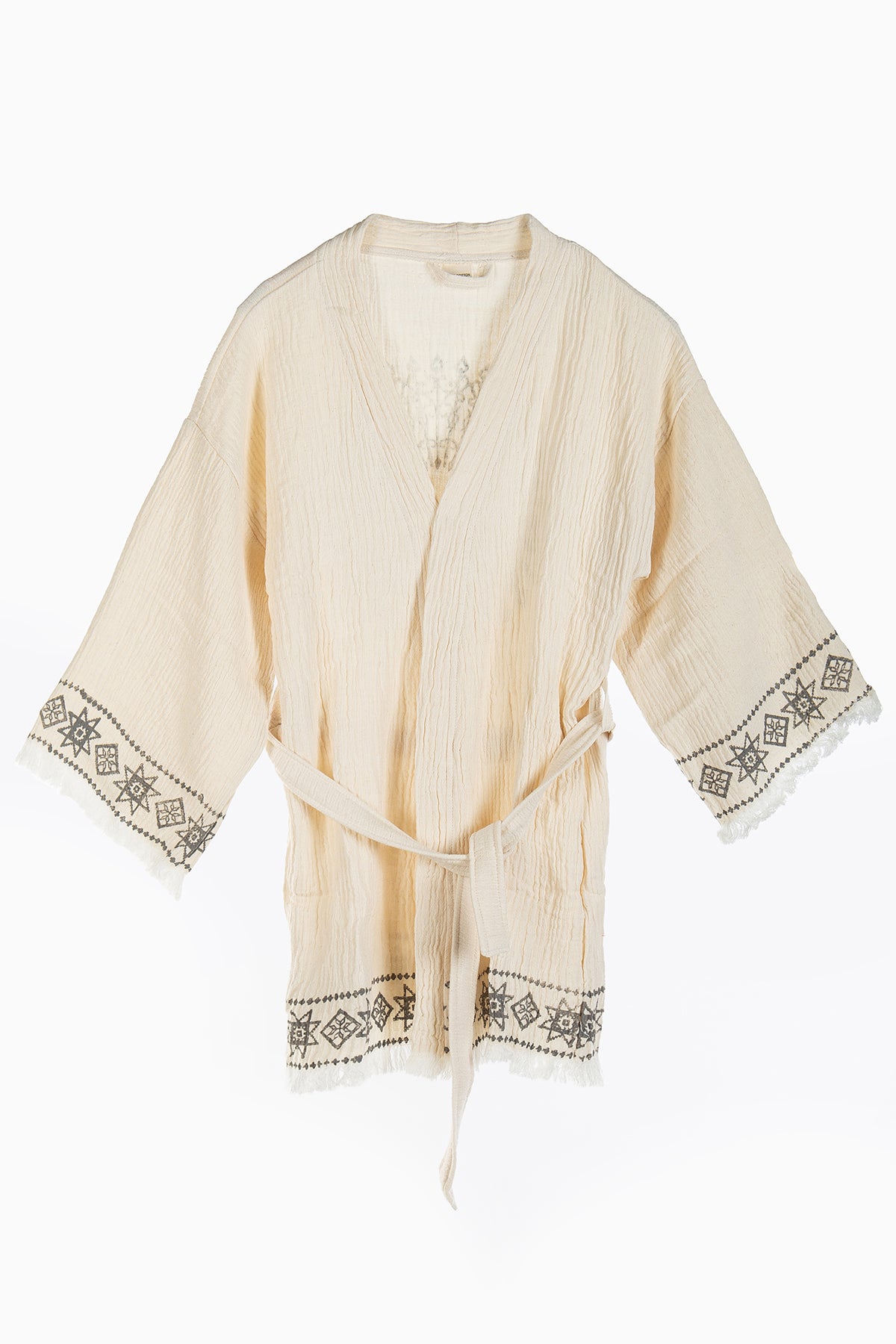 Cordelia - Beige Drawn Handmade Short Kimono