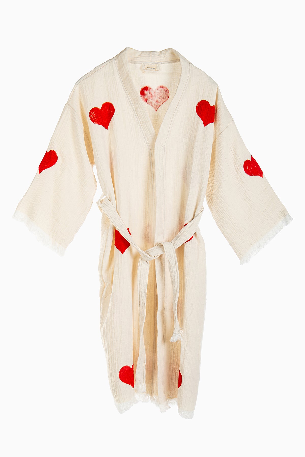 Aria - Natural Red Hearts Handmade Kimono