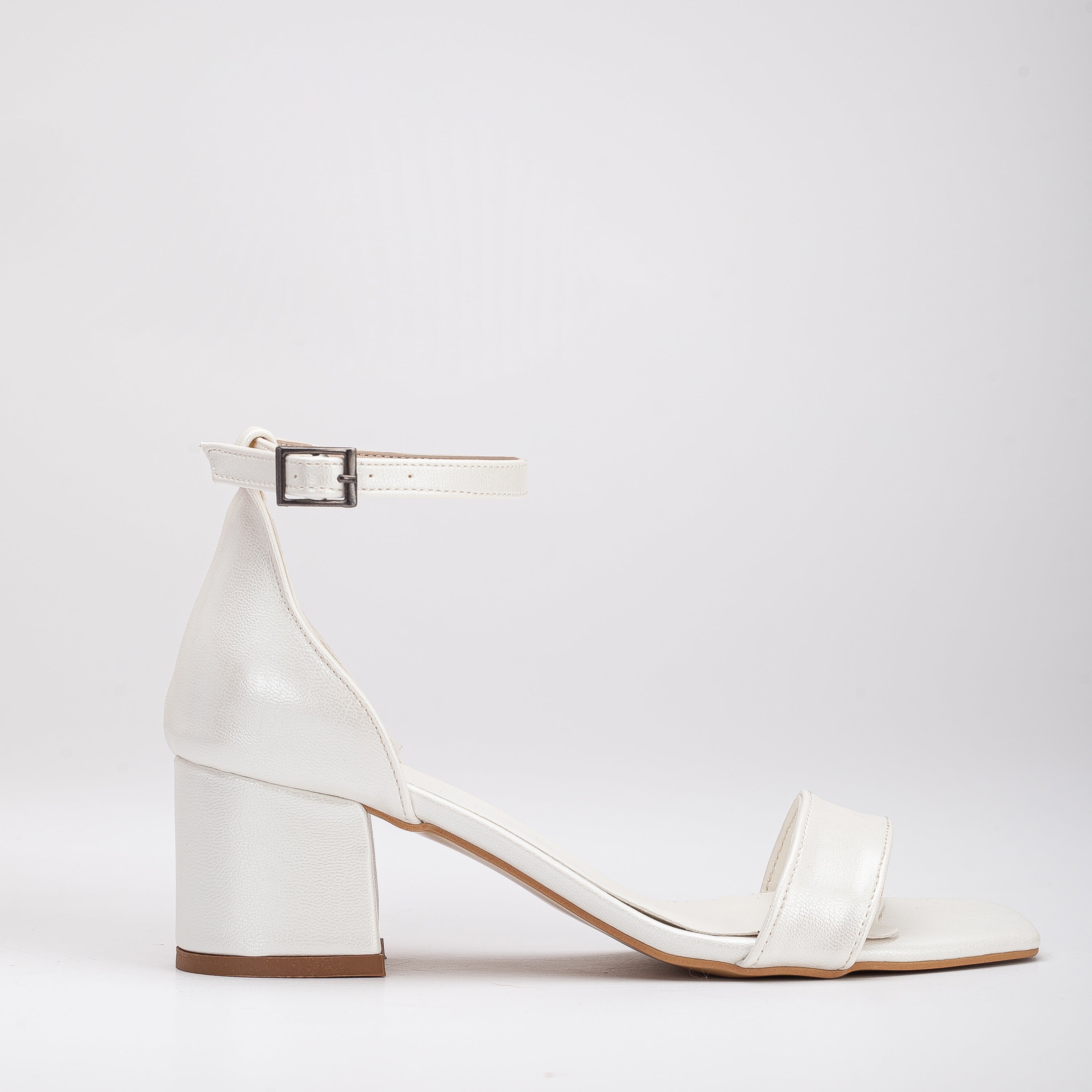 Athena - Ivory Block Heels with Ribbon
