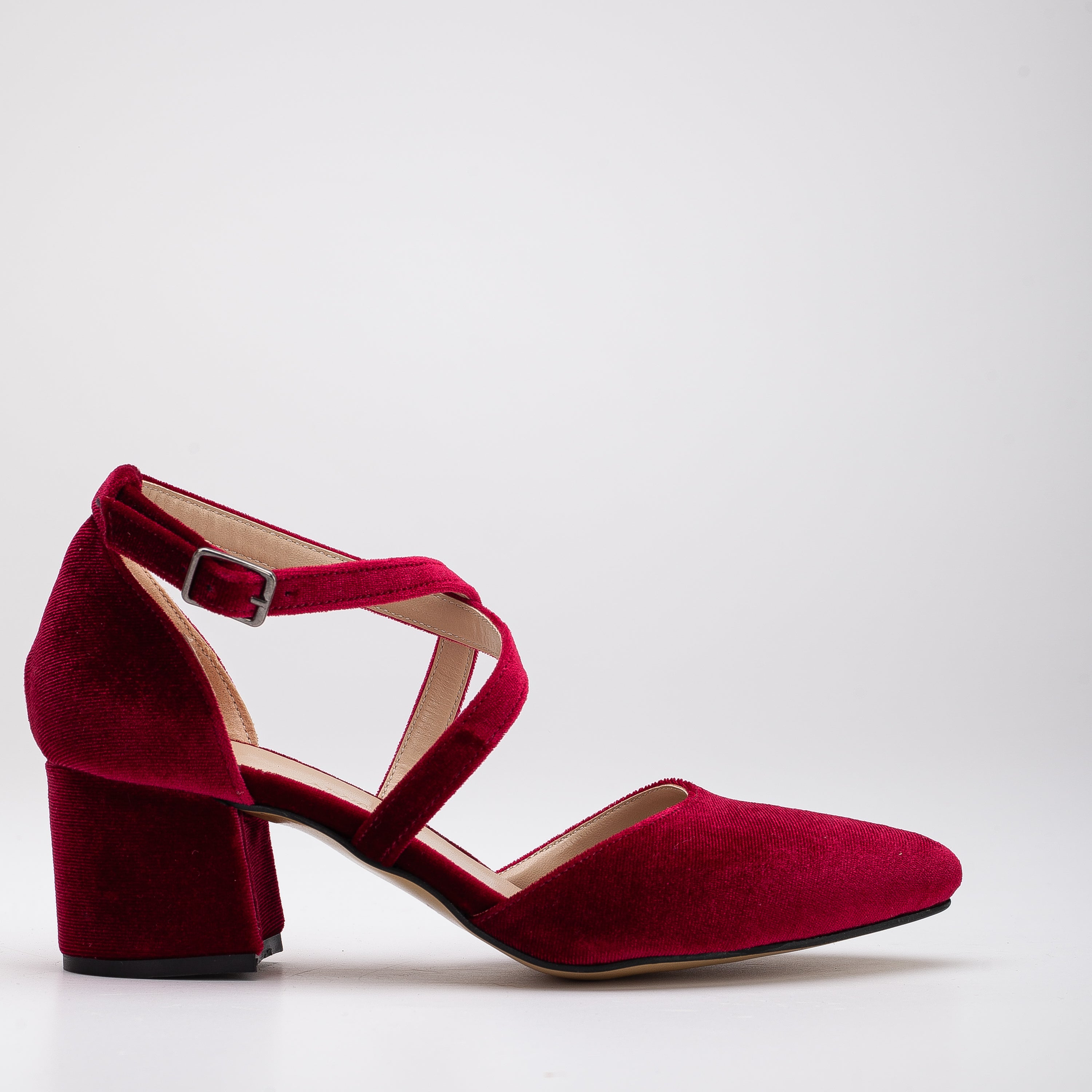 Burgundy low block heels best sale