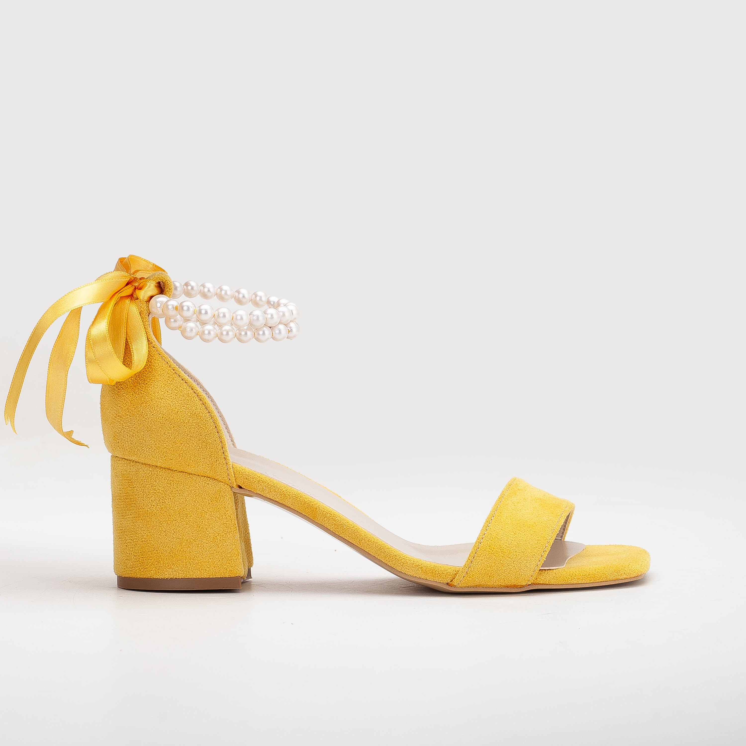 Illy Mustard Yellow Sandals with Pearls