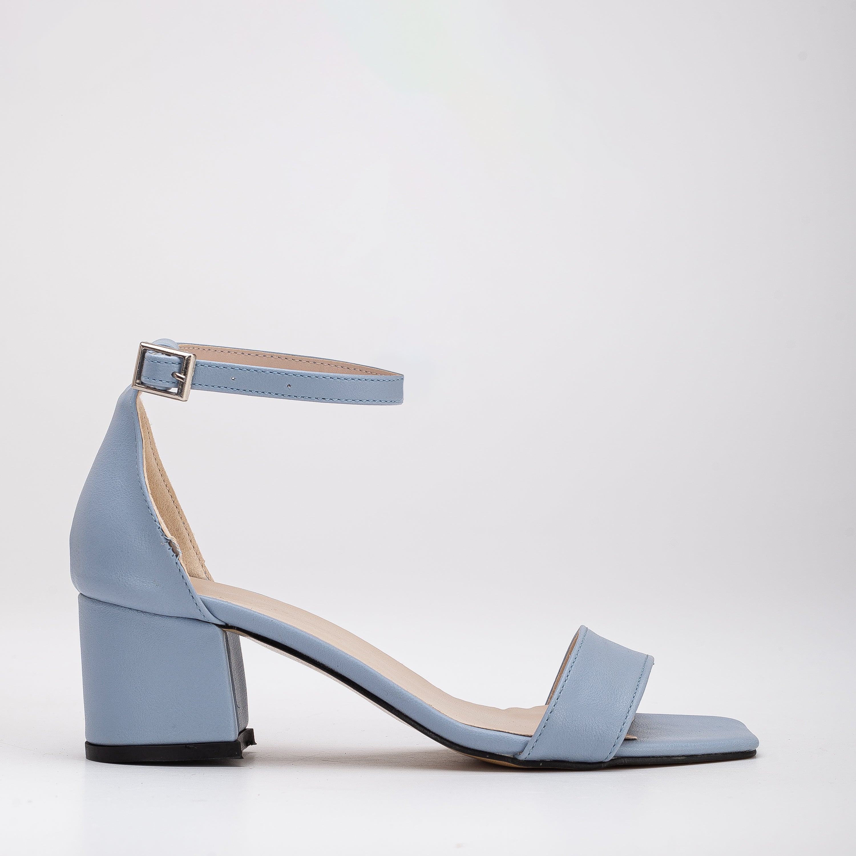 Baby blue low store heels